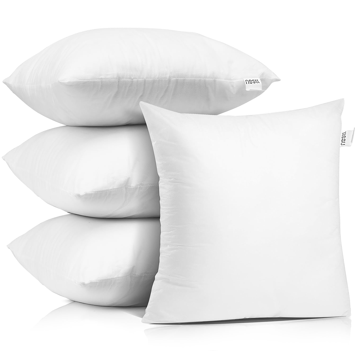 Nestl 24X24 Pillow Inserts - Throw Pillow Insert 24X24, 4 Pack Euro Pillows 24X24, Decorative Euro Pillow Insert 24X24 White, 24 X 24 Pillow Insert, Lumbar Pillow Insert For Bed And Couch